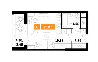 Планировка студии(квартира) площадью 29 квадратных метров в “ЖК Планерный Квартал”