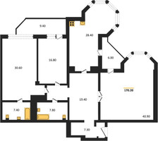 Планировка трехкомнатной(квартира) площадью 169.3 квадратных метров в “ЖК Вавилово”