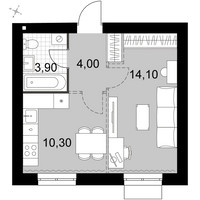 Планировка однокомнатной(квартира) площадью 32.3 квадратных метров в “Апрелевка Клаб”