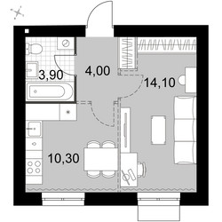 Планировка однокомнатной(квартира) площадью 32.3 квадратных метров в ЖК “Апрелевка Клаб”