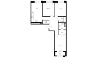 Планировка трехкомнатной(квартира) площадью 85.1 квадратных метров в “ЖК Михалковский”