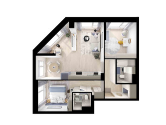 Планировка двухкомнатной(квартира) площадью 63.3 квадратных метров в ЖК “ЖК Алтуфьевское 53”