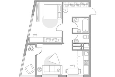 Планировка двухкомнатной(квартира) площадью 49.2 квадратных метров в ЖК “ЖК Бригантина”