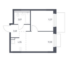 Планировка однокомнатной(квартира) площадью 32.86 квадратных метров в “ЖК Новое Внуково”