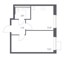 Планировка однокомнатной(квартира) площадью 38.38 квадратных метров в “ЖК Подольские кварталы”