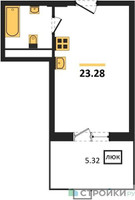 Планировка студии(квартира) площадью 23.28 квадратных метров в “ЖК Радость (Радумля Парк)”