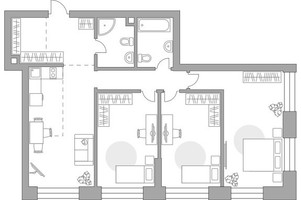 Планировка трехкомнатной(квартира) площадью 88.74 квадратных метров в “ЖК Павелецкая от Гранель”