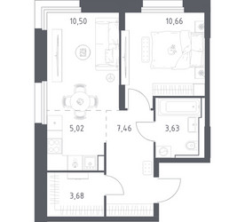 Планировка однокомнатной(квартира) площадью 41 квадратных метров в ЖК “ЖК Квартал Строгино”