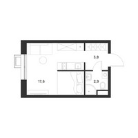 Планировка студии(квартира) площадью 24.3 квадратных метров в “ЖК Форевиль”