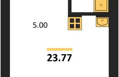 Планировка студии(квартира) площадью 23.77 квадратных метров в ЖК “ЖК Химки Тайм”