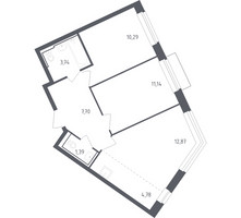 Планировка двухкомнатной(квартира) площадью 51.1 квадратных метров в “ЖК Рублевский Квартал”