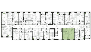 Планировка двухкомнатной(квартира) площадью 38.5 квадратных метров в “ЖК Пушкино Град”