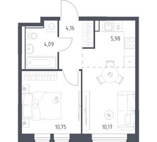 Планировка однокомнатной(квартира) площадью 35.15 квадратных метров в “ЖК Квартал Ивакино”