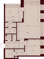 Планировка двухкомнатной(квартира) площадью 75.3 квадратных метров в ЖК “ЖК Дом 7 Даниловский”
