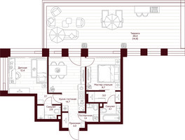 Планировка двухкомнатной(квартира) площадью 67.3 квадратных метров в “ЖК Дом 7 Даниловский”