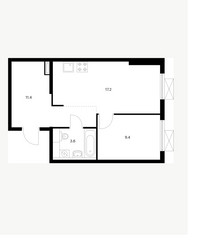Планировка однокомнатной(квартира) площадью 41.6 квадратных метров в ЖК “ЖК Люблинский парк”