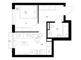 Планировка однокомнатной(квартира) площадью 29 квадратных метров в “ЖК Лосиноостровский парк”