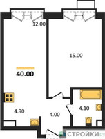 Планировка однокомнатной(квартира) площадью 40 квадратных метров в “Лесная Коллекция”