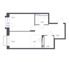 Планировка однокомнатной(квартира) площадью 51.4 квадратных метров в “ЖК Долина Яузы”