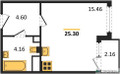 Планировка студии(квартира) площадью 25.3 квадратных метров в “ЖК Светлый мир БиоПолис”