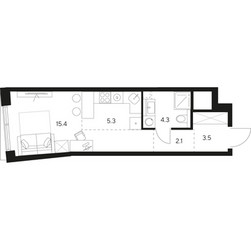 Планировка студии(квартира) площадью 30.6 квадратных метров в ЖК “ЖК Нексус от Аквилон”