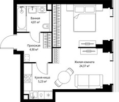 Планировка однокомнатной(квартира) площадью 39.31 квадратных метров в “Мультиквартал СИТИДЗЕН”