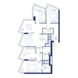 Планировка трехкомнатной(квартира) площадью 108.2 квадратных метров в ЖК “ЖК ХАЙДАУТ”