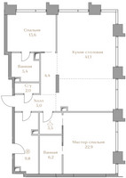 Планировка двухкомнатной(квартира) площадью 113.9 квадратных метров в “ЖК Коллекция Лужники”
