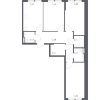 Планировка трехкомнатной(квартира) площадью 78.33 квадратных метров в “ЖК Остафьево”
