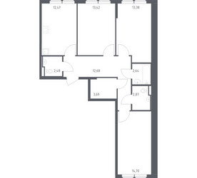 Планировка трехкомнатной(квартира) площадью 78.33 квадратных метров в ЖК “ЖК Остафьево”