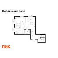 Планировка двухкомнатной(квартира) площадью 66.7 квадратных метров в “ЖК Люблинский парк”