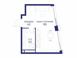 Планировка студии(квартира) площадью 29.12 квадратных метров в “ЖК Остров”