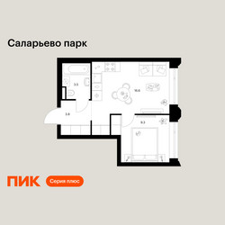 Планировка однокомнатной(квартира) площадью 33.2 квадратных метров в ЖК “ЖК Саларьево парк”
