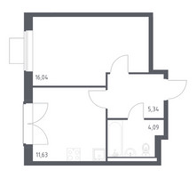 Планировка однокомнатной(квартира) площадью 37.1 квадратных метров в “ЖК Квартал Западный”