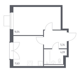 Планировка однокомнатной(квартира) площадью 37.1 квадратных метров в ЖК “ЖК Квартал Западный”