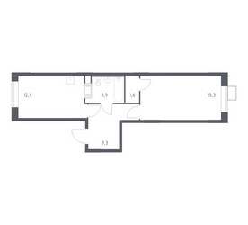 Планировка однокомнатной(квартира) площадью 40.2 квадратных метров в ЖК “ЖК Цветочные Поляны”
