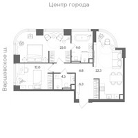 Планировка двухкомнатной(квартира) площадью 83.7 квадратных метров в “ЖК СТОУН Блик”