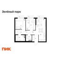 Планировка двухкомнатной(квартира) площадью 51.2 квадратных метров в “ЖК Зеленый парк”
