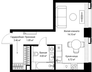 Планировка студии(квартира) площадью 30.77 квадратных метров в ЖК “ЖК Веер”