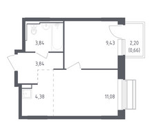Планировка однокомнатной(квартира) площадью 33.23 квадратных метров в “ЖК Рублевский Квартал”