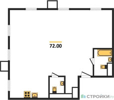 Планировка трехкомнатной(квартира) площадью 72 квадратных метров в “ЖК Движение. Тушино”