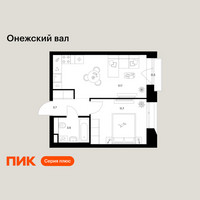 Планировка однокомнатной(квартира) площадью 37 квадратных метров в “ЖК Онежский вал”