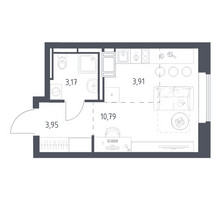 Планировка студии(квартира) площадью 21.82 квадратных метров в “ЖК Большое Путилково”