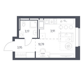 Планировка студии(квартира) площадью 21.82 квадратных метров в ЖК “ЖК Большое Путилково”