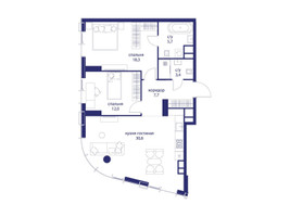 Планировка двухкомнатной(квартира) площадью 77.7 квадратных метров в “ЖК Событие”