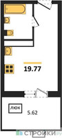 Планировка студии(квартира) площадью 19.77 квадратных метров в “ЖК Радость (Радумля Парк)”