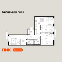 Планировка трехкомнатной(квартира) площадью 86.8 квадратных метров в “ЖК Саларьево парк”