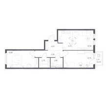 Планировка двухкомнатной(квартира) площадью 60.6 квадратных метров в “ЖК Пригород Лесное”