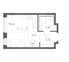 Планировка студии(квартира) площадью 22.62 квадратных метров в “ЖК Квартал Западный”