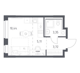 Планировка студии(квартира) площадью 22.62 квадратных метров в ЖК “ЖК Квартал Западный”